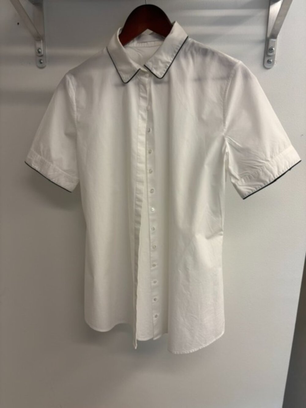 Anne Fontaine White Short Sleeve Stretch Blend Blouse – Size 40